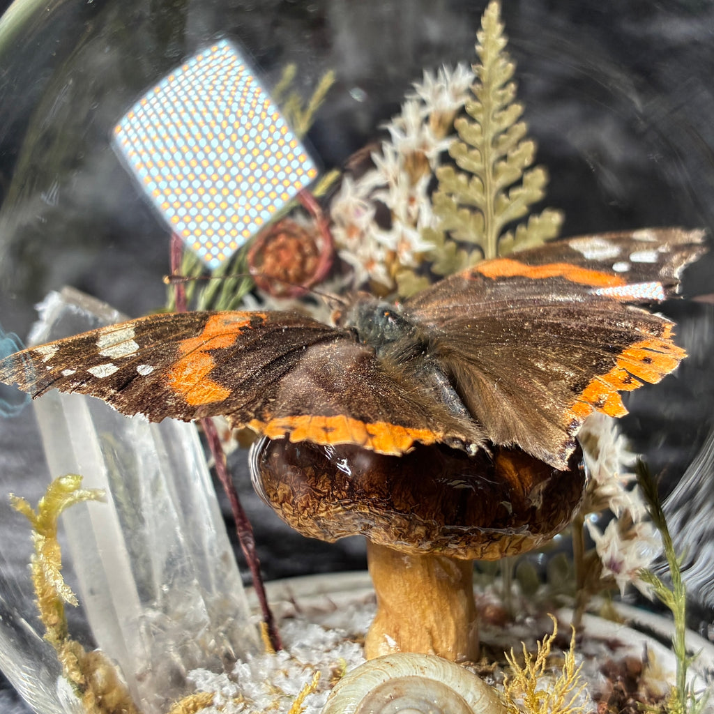 Red admiral butterfly glass bauble